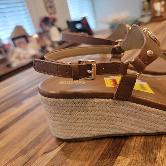 Michael Kors Casey Wedge Espadrille Platform Sandals, Luggage Brown - Picture 9 of 11